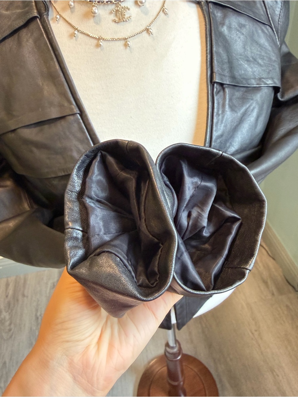 Vintage Genuine Lambskin Leather Jacket Soft Tailored Black Blazer Coat S - Picture 6 of 10